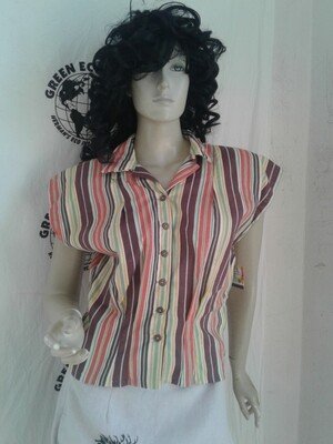 Womens Striped Button up blouse M