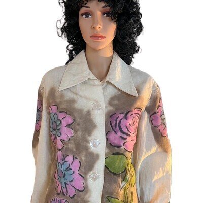 Womens Roses Hemp Blouse