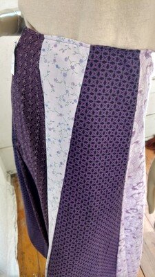 Womens Patchwork Skirt Purple Cotton 27"