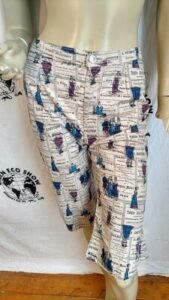 Edwardian French Print S -M  29" USA Capris 