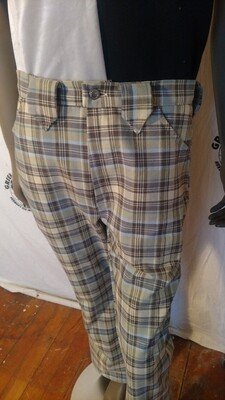 Mens Plaid Western Pants 34 bells