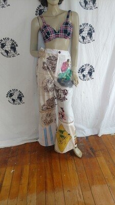 Womens High waisted Patchwork Pants 30' X 30 