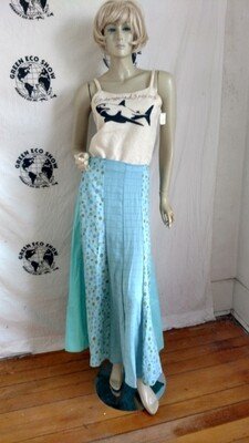 Womens Patchwork Skirt W 28" Blue