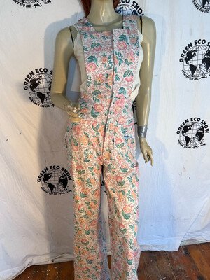 Womens Bibs Jumpsuit S Flowers USA