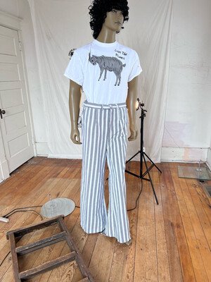 Mens Striped High Waisted Bells Pants Hermans 36