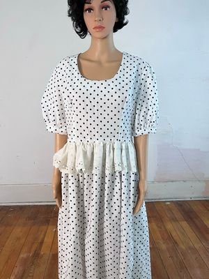 Polkadot Dress Lace Peplum Hermans Eco USA 33" waist