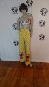 Womens Wide Leg  High waisted Pants Border Print Check 28"" W