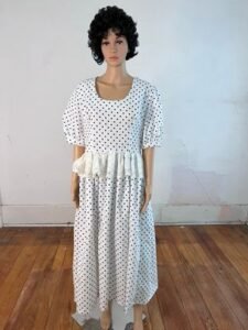 Polkadot Dress Lace Peplum Hermans Eco USA 33" waist