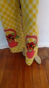 Womens Wide Leg  High waisted Pants Border Print Check 28"" W