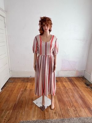 Striped Prairie Dress L -XL 32W Coton Ticking