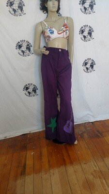 Womens High Waisted  Applique Bells with Rhinestones 30" W
