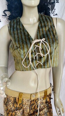 Lace up Ren Vest S Lined Striped