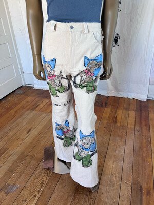 Mens Cowboy Dog Jeans 36 Canvas