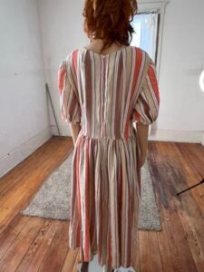 Striped Prairie Dress L -XL 32W Coton Ticking