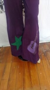 Womens High Waisted  Applique Bells with Rhinestones 30" W