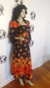 Fall border Print Leaf Dress S 6 