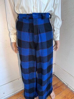 Mens Wool Buffalo Plaid Bell Bottoms 30" 