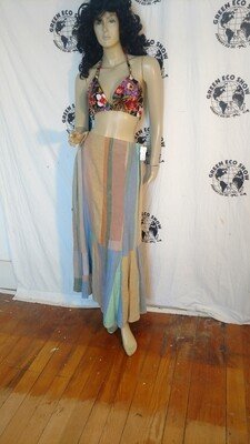 Hermans Hemp Long patchwork Skirt L 34"