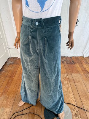 Mens Velvet Blue High waisted Bell Bottom Pants  32-34