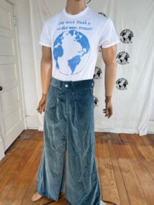 Mens Velvet Blue High waisted Bell Bottom Pants  32-34