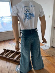 Mens Velvet Blue High waisted Bell Bottom Pants  32-34