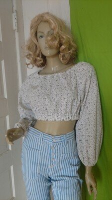 White Black Crop Top M USA