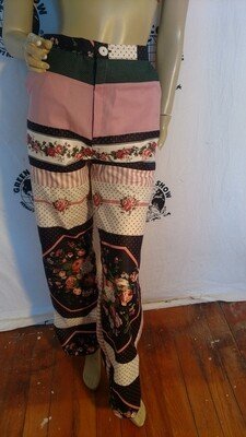 Womens Patchwork Pants Bells  28" W 