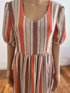 Striped Prairie Dress Cotton ticking L 