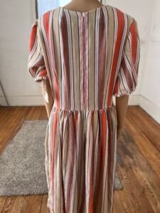 Striped Prairie Dress Cotton ticking L 