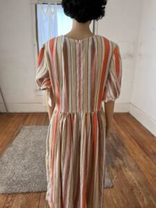 Striped Prairie Dress Cotton ticking L 