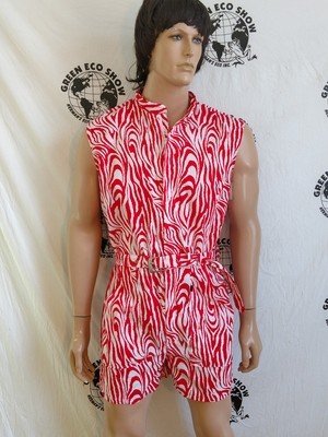 Mens Romper Red Zebra Striped  M -L