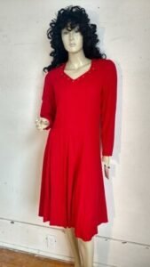 Raw Red Silk Dress Hermans  S -Med