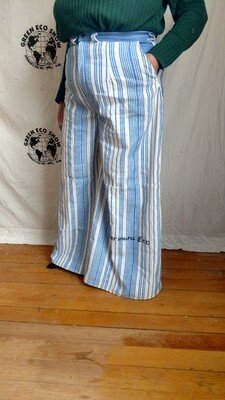 Womens Striped Bell Bottom Pants Jeans L  36" W