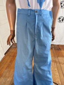 Mens Wide Leg Pleated Pants 36 Blue