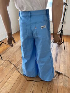 Mens Wide Leg Pleated Pants 36 Blue