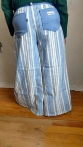 Womens Striped Bell Bottom Pants Jeans L  36" W