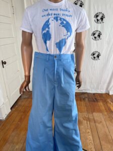 Mens Wide Leg Pleated Pants 36 Blue