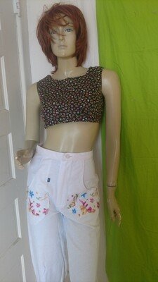 Crop Top Black S Lined Button up