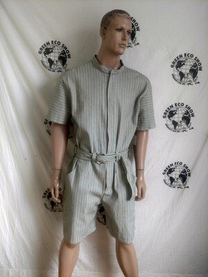 Mens Romper 2 XL Blk Stripe Denim
