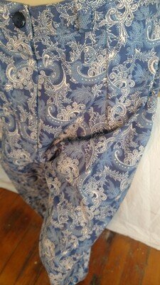 Womens Blue print Pants w 32" cotton