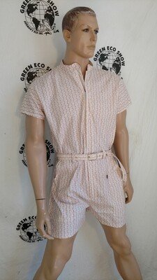 Mens Romper REd White Vine Stripe XL