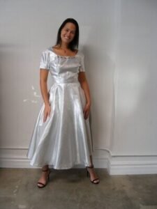 Silver Lamee Party dress M with rhinestones