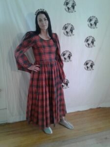 Plaid Old World Dress lace up S -M