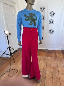 Mens Red Corduroy Wide Leg Pants 31-32 USA