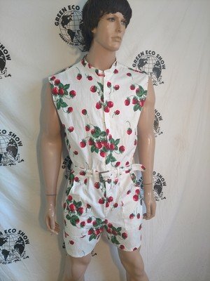 Mens Strawberry Dish towel Romper  L Sleeveless