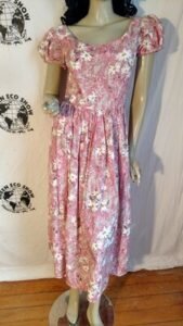 Pink Striped Flowered Western dress S USA