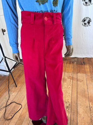 Mens Red Corduroy Wide Leg Pants 31-32 USA