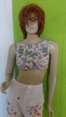 Grapevine  Cotton Crop Top S Lined