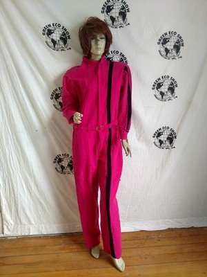 Womens Humpsuit Pink blue cast Cotton Canvas USA Racing L