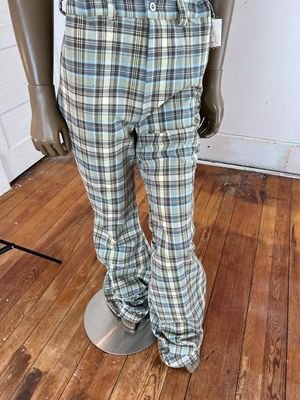 Plaid Slouche Pants 34-36 Adjustible Hem 
